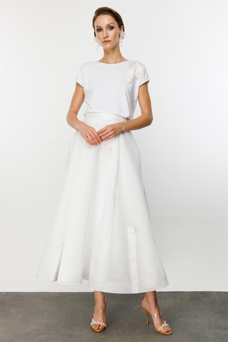 Grogen Floral Skirt WHITE