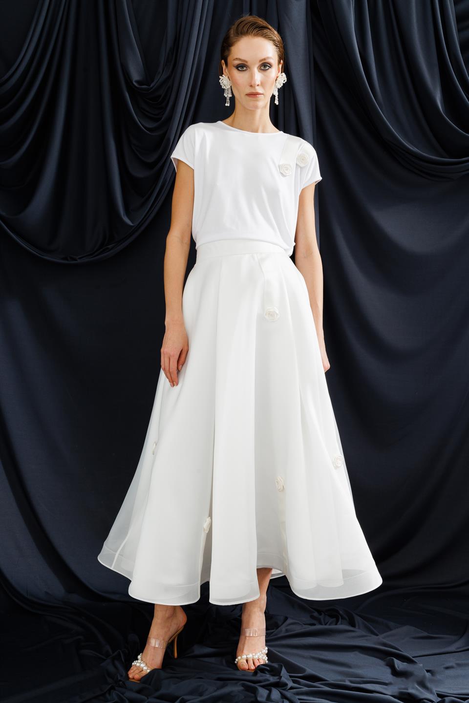 Grogen Floral Skirt WHITE