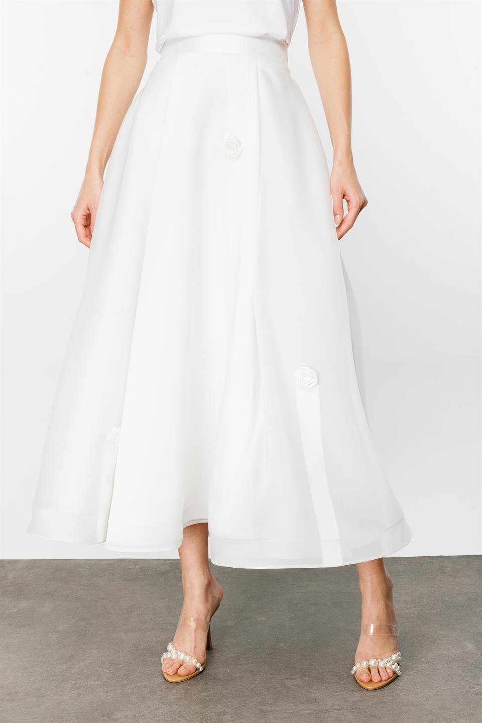 Grogen Floral Skirt WHITE