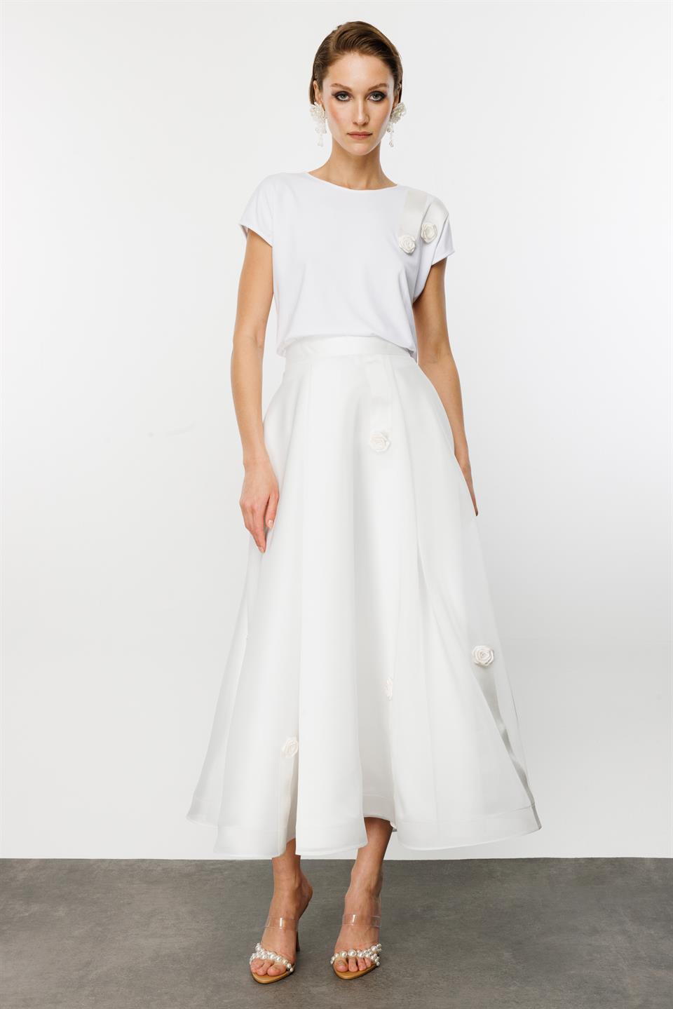 Grogen Floral Skirt WHITE