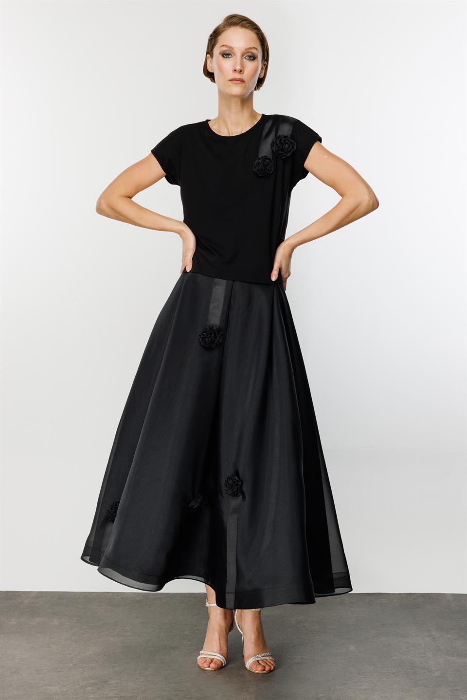 Grogen Floral Skirt BLACK