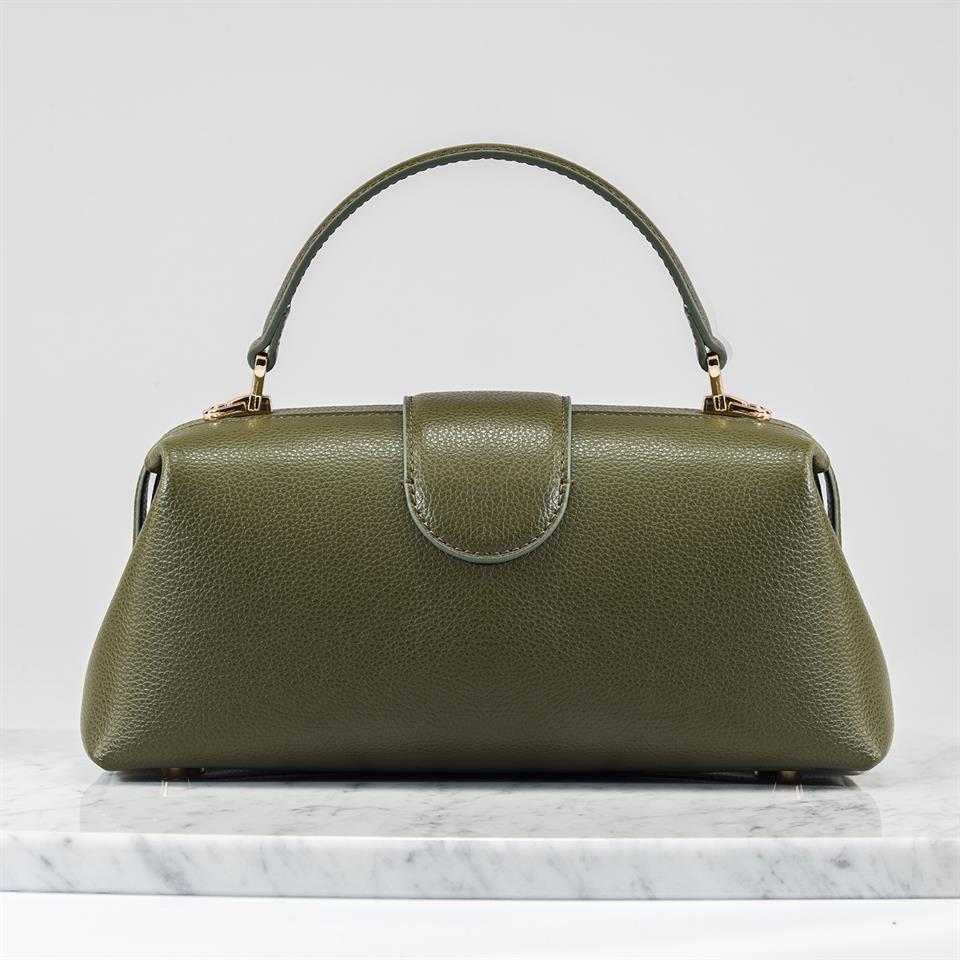 Khaki Genuine Leather Womens Bag