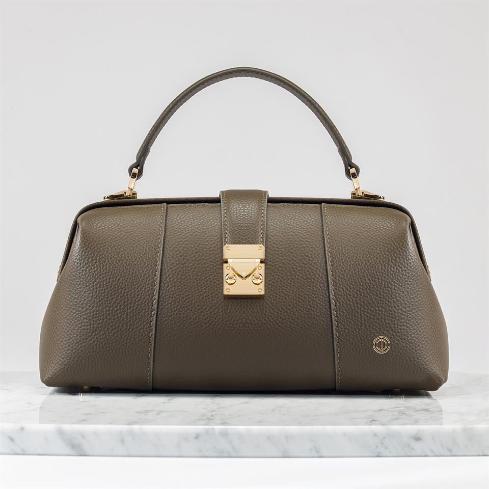 Khaki Genuine Leather Womens Bag
