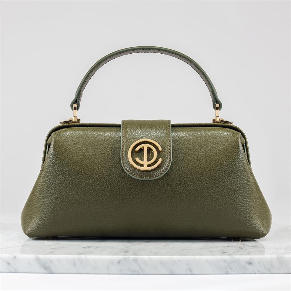 Khaki Genuine Leather Womens Bag