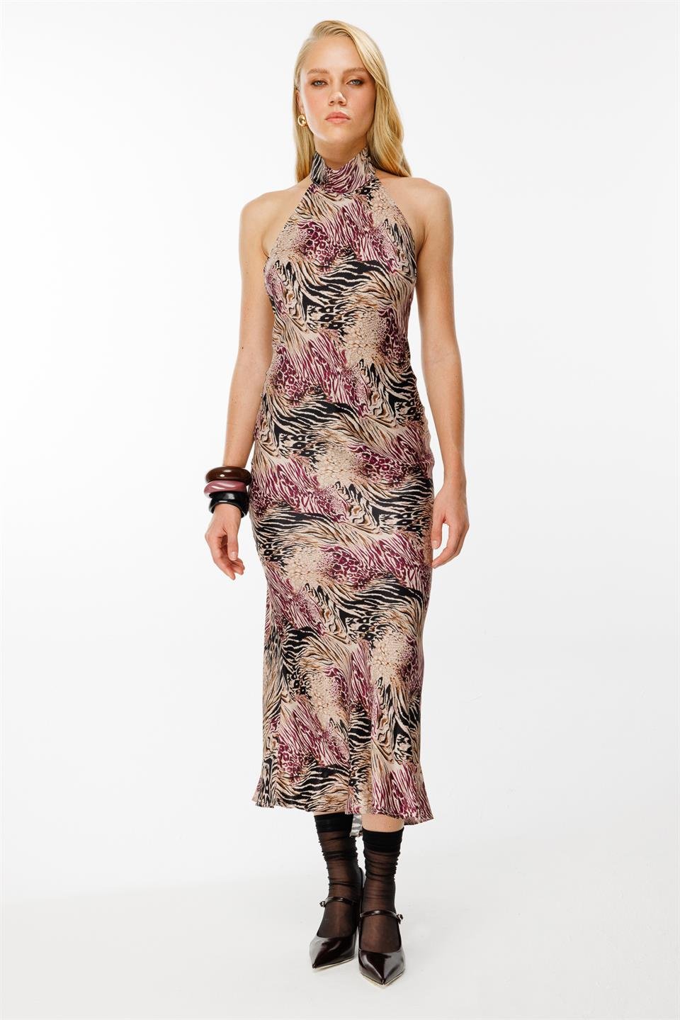 Barbell Sleeves Dress PURPLE