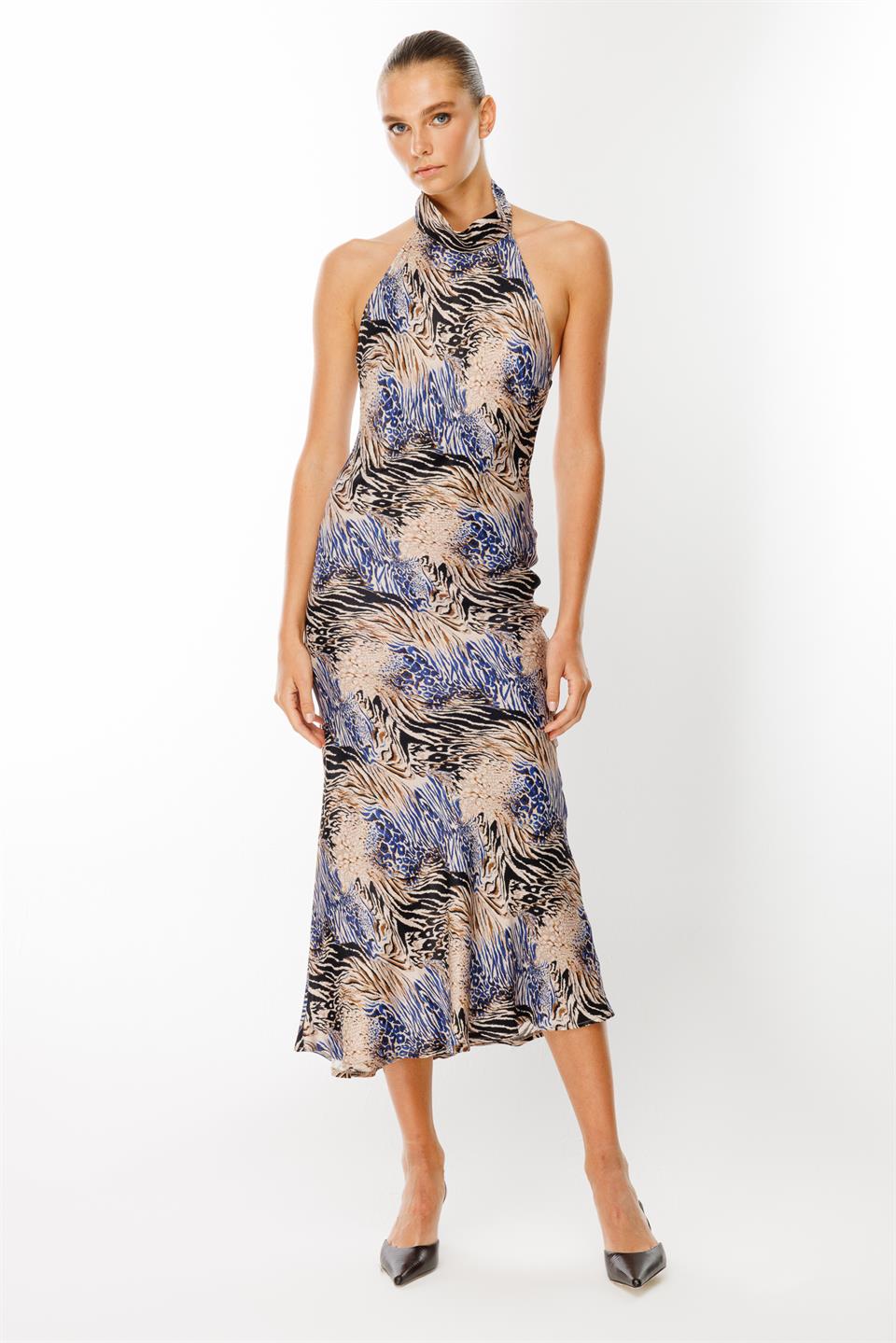 Halter Kol Verev Elbise SAKS