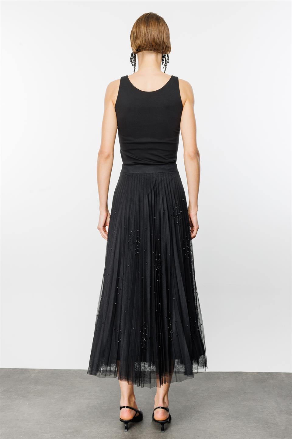 İnci Taşlı Etek SİYAH-SİYAH