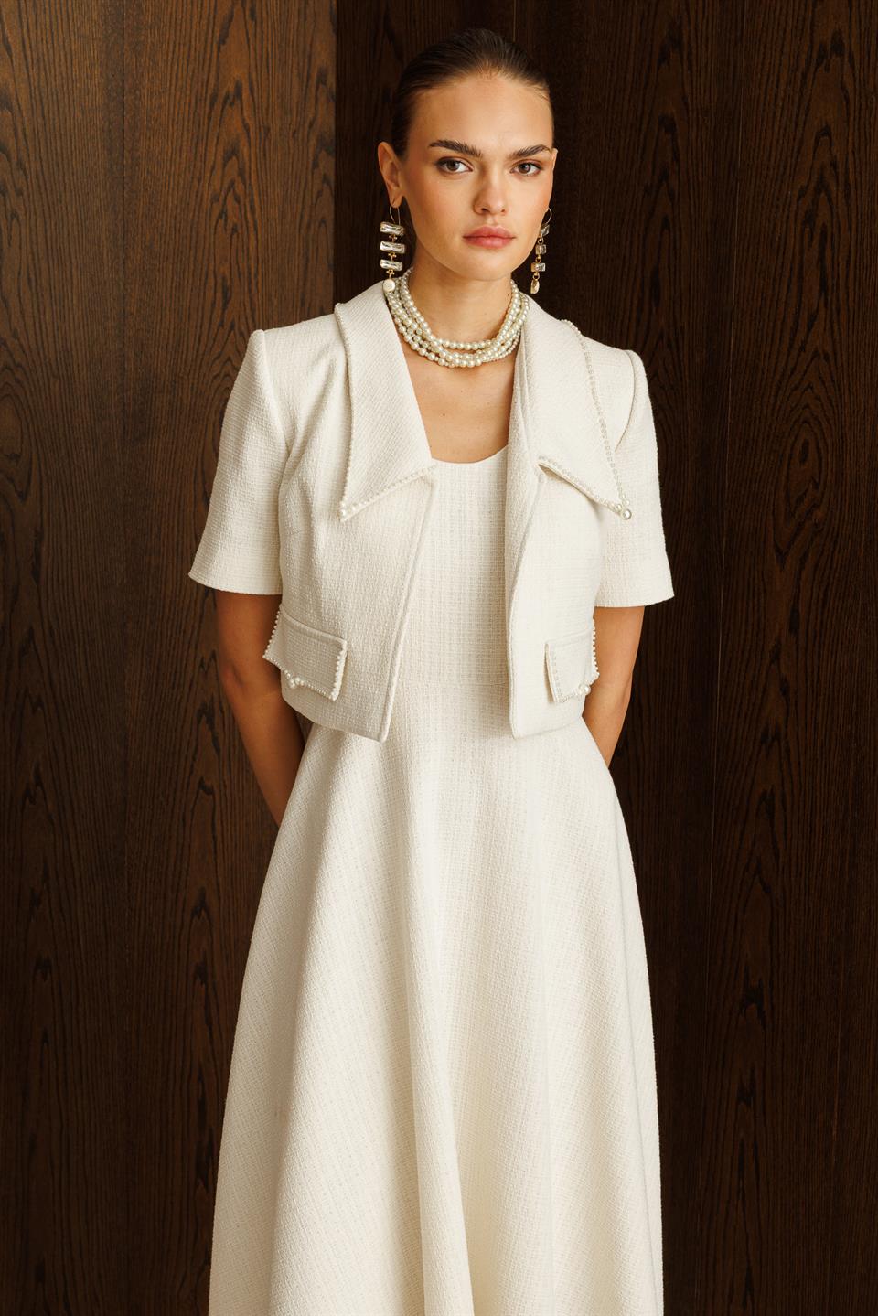 İncili Chanel Takım BEYAZ