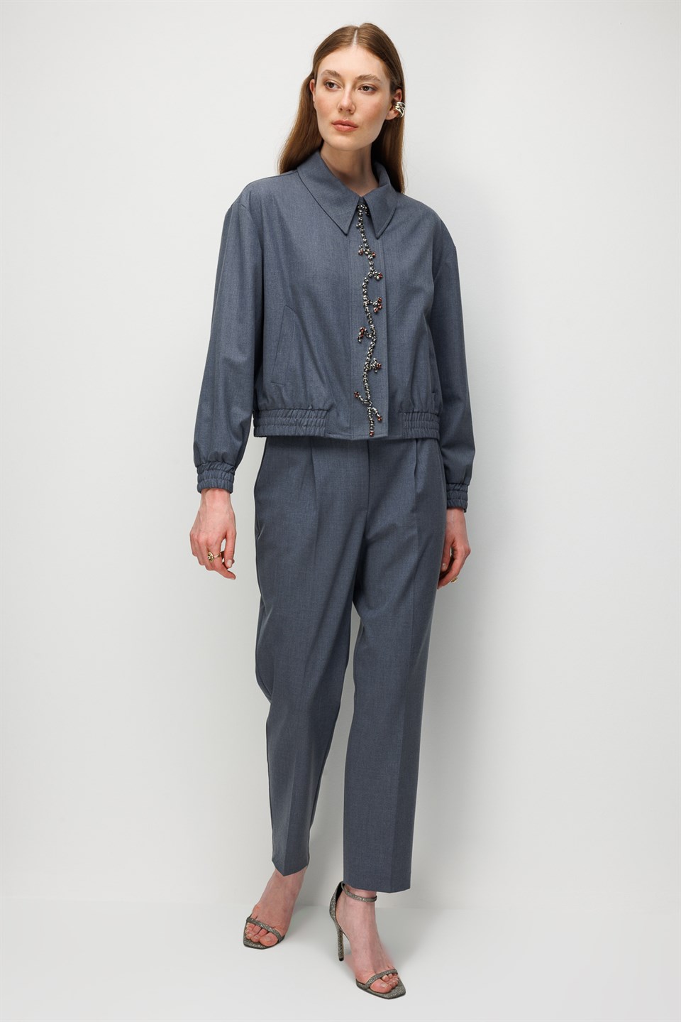 Detailed Bomber Suit Set in BLUE