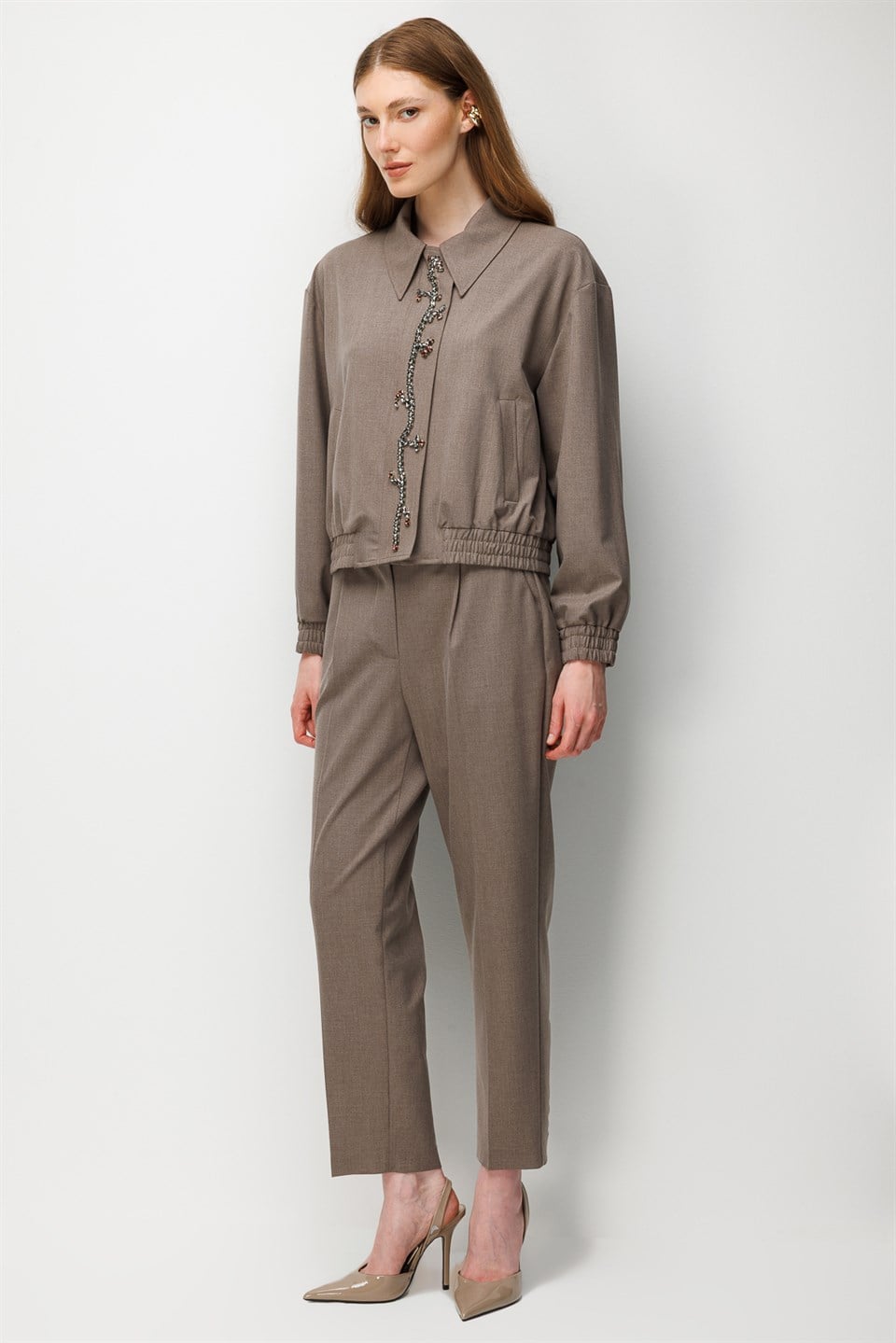 Detailed Processing Bomber Suit Mink