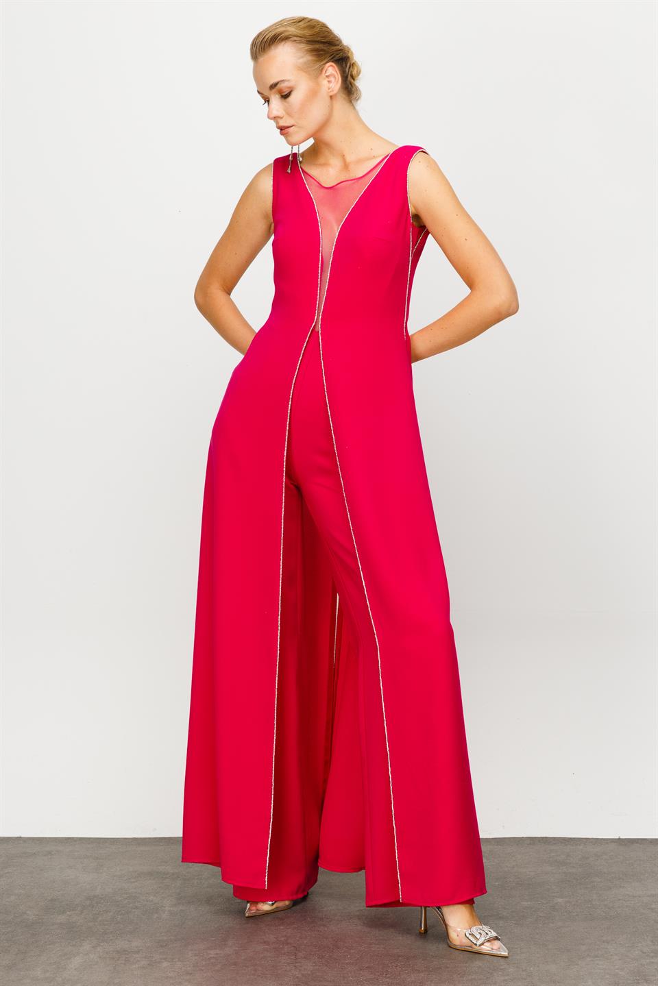 Embroidered Jumpsuit Fuchsia