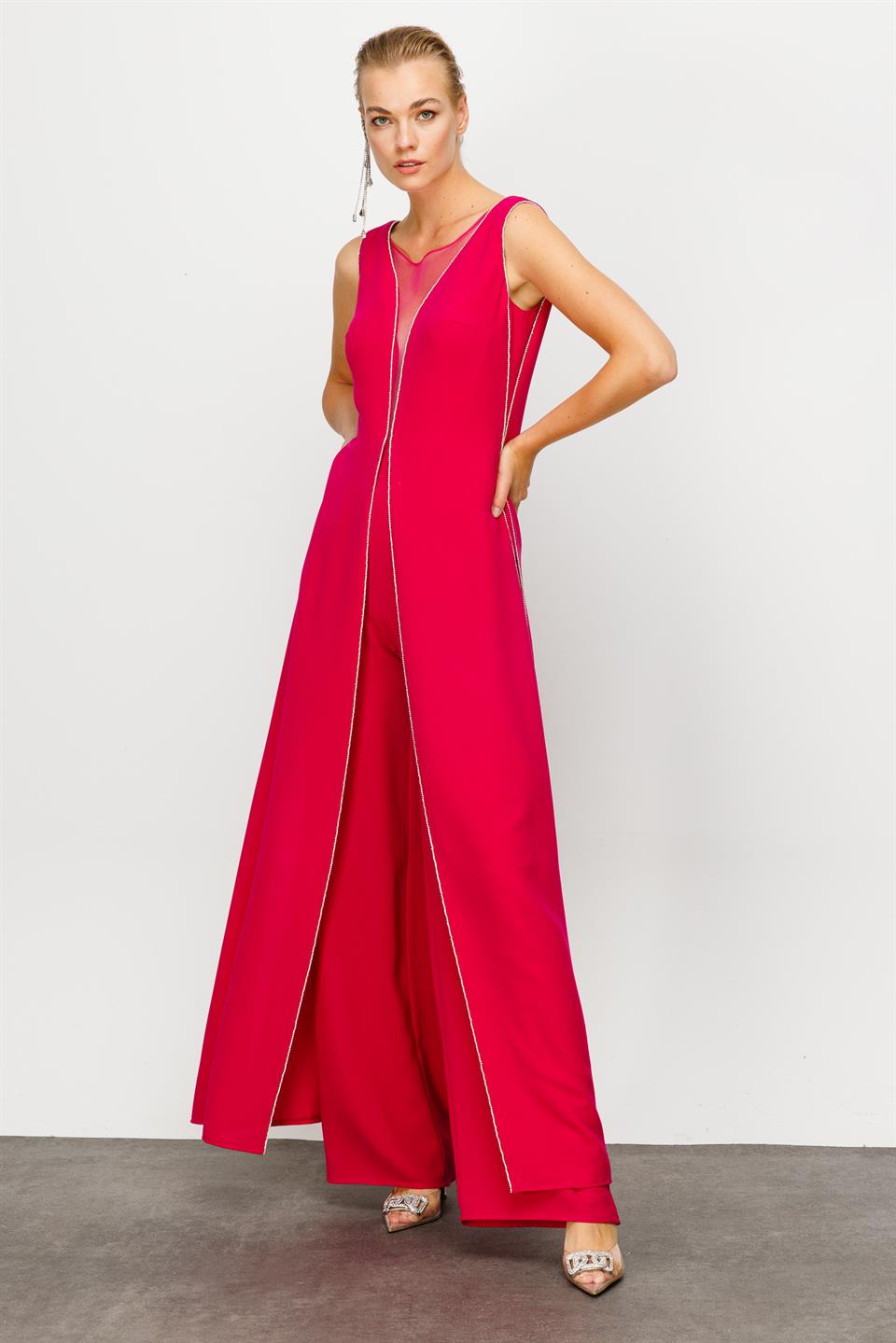 Embroidered Jumpsuit Fuchsia