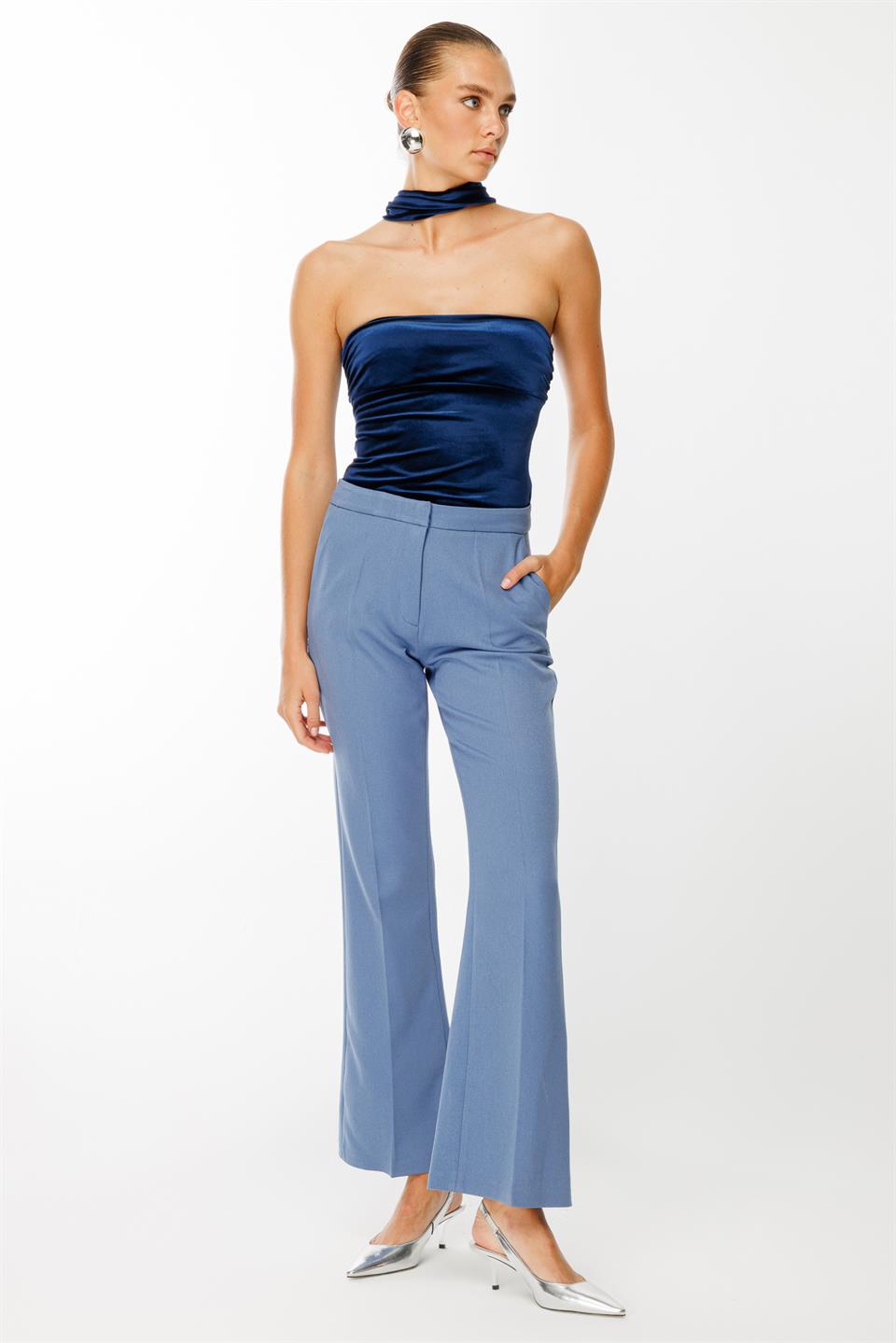 İspanyol Paça Pantolon İNDİGO