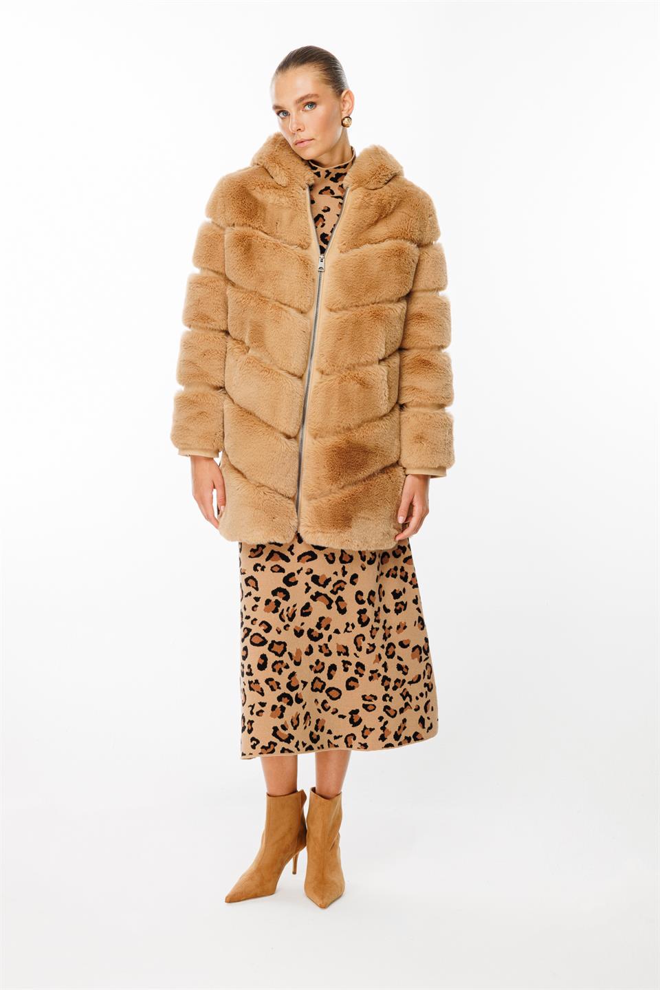 Hooded Zipper Fur Long