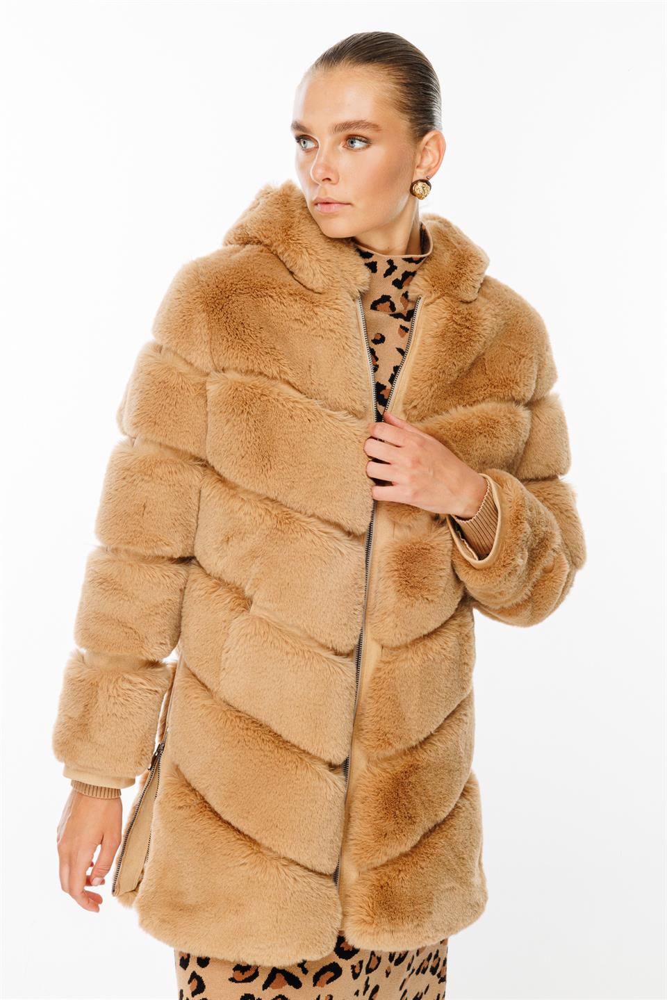 Hooded Zipper Fur Long