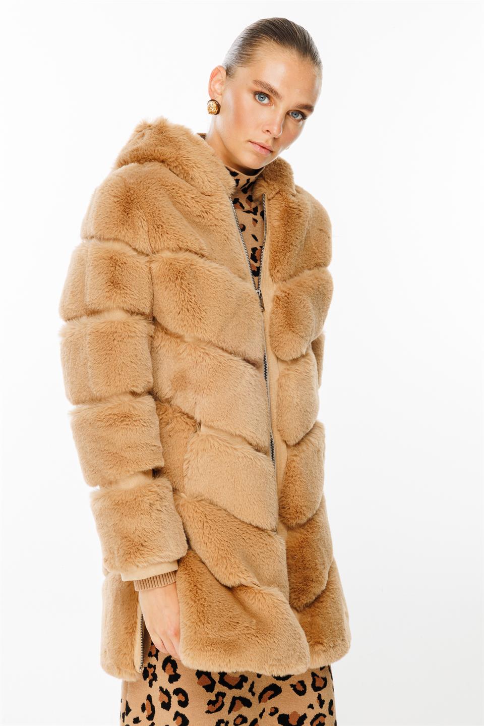 Hooded Zipper Fur Long