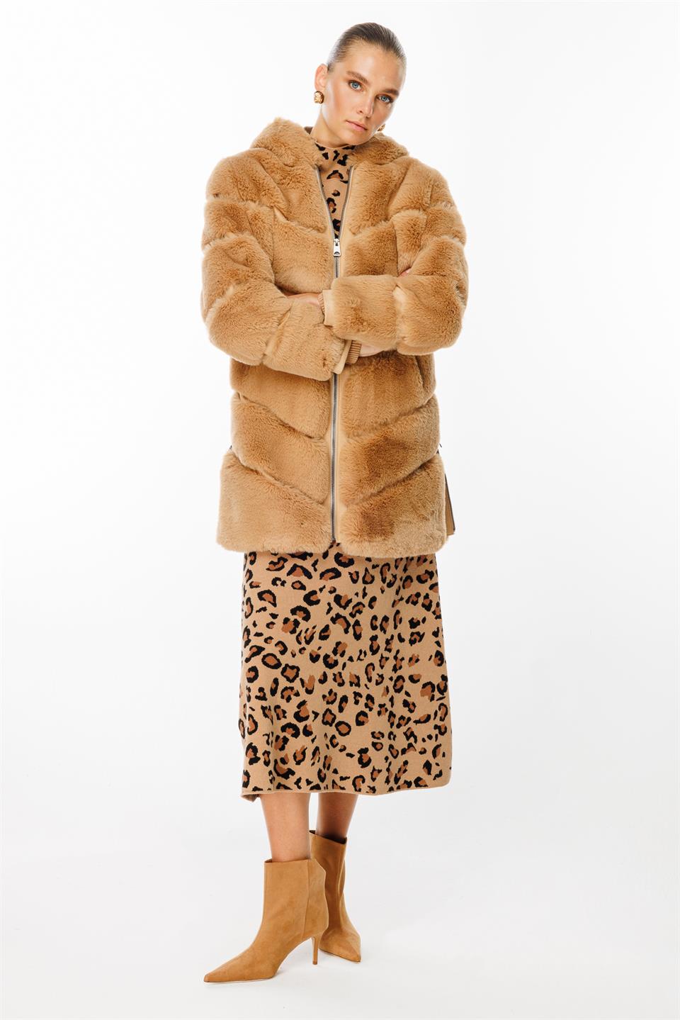 Hooded Zipper Fur Long
