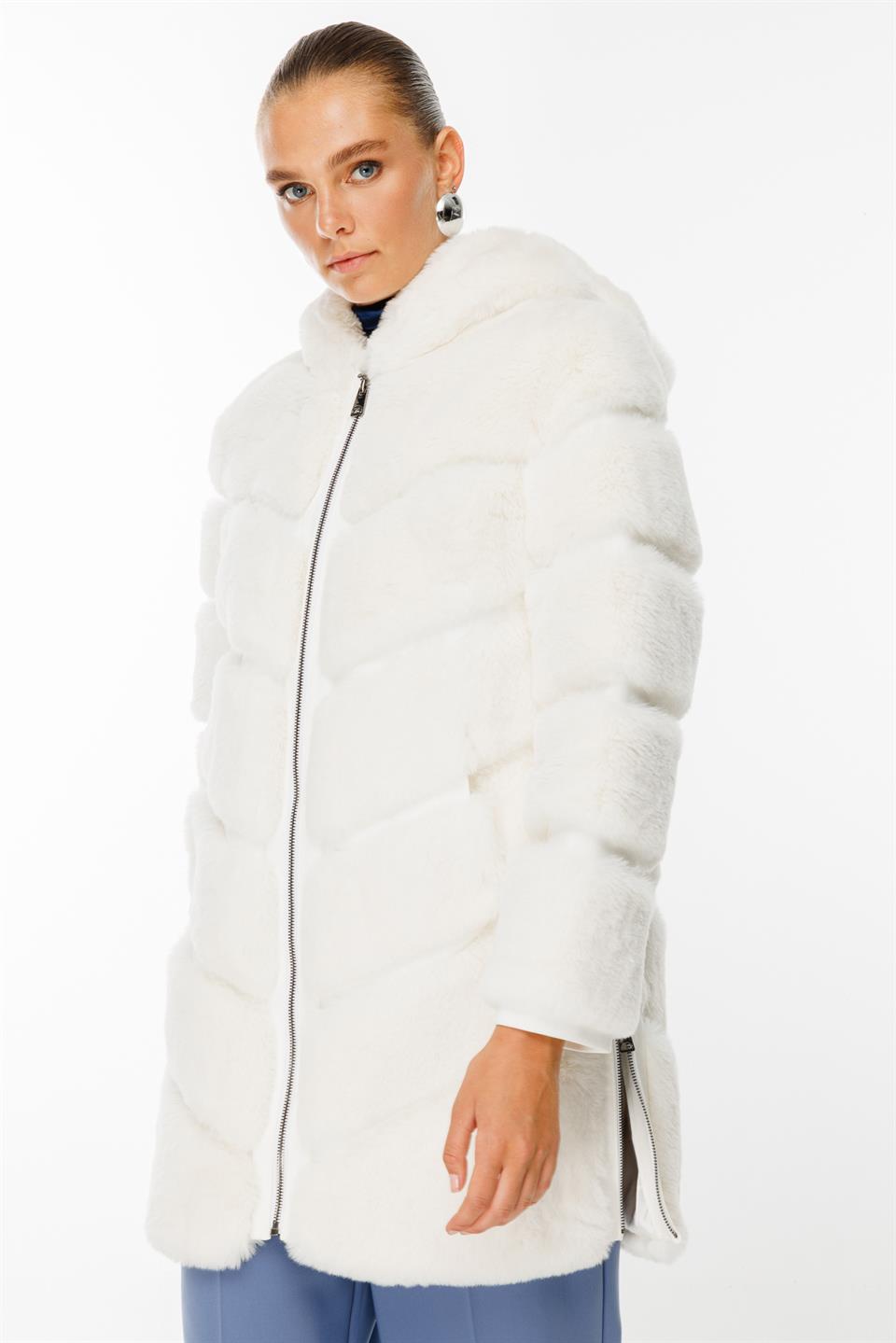 Hooded Zipper Fur Long 