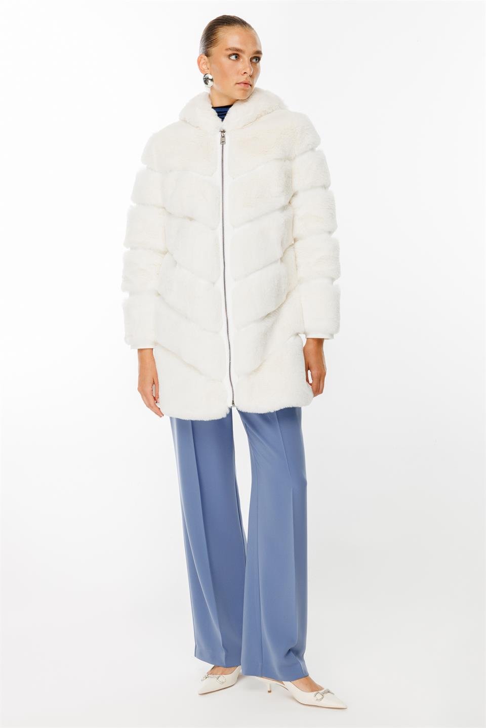 Hooded Zipper Fur Long 