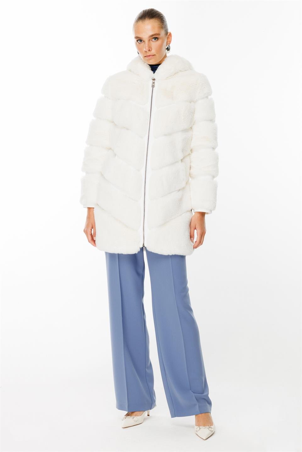 Hooded Zipper Fur Long 