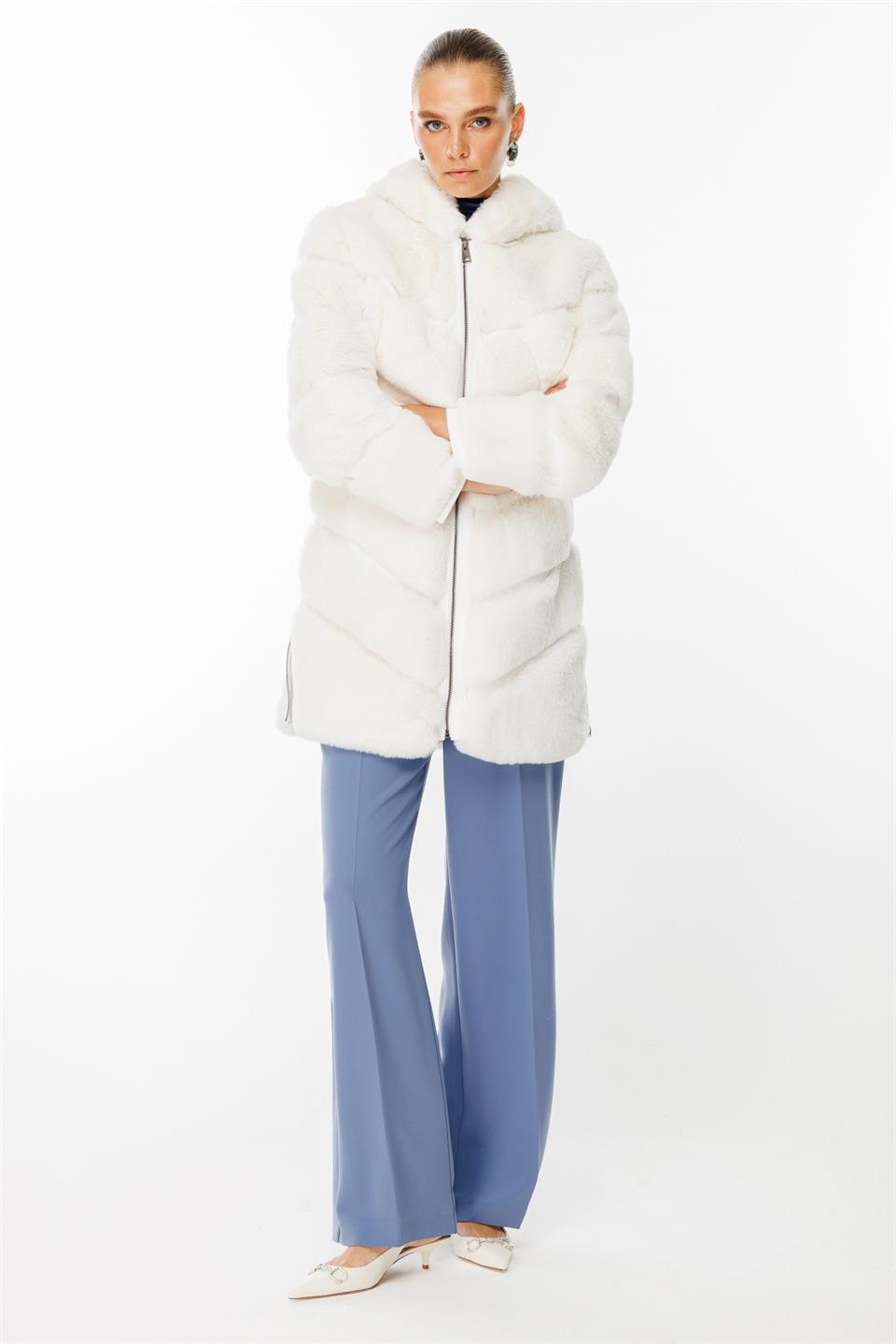 Hooded Zipper Fur Long 