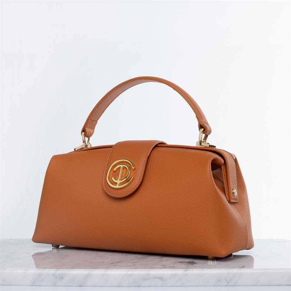 Brown Pink Genuine Leather Womens Bag