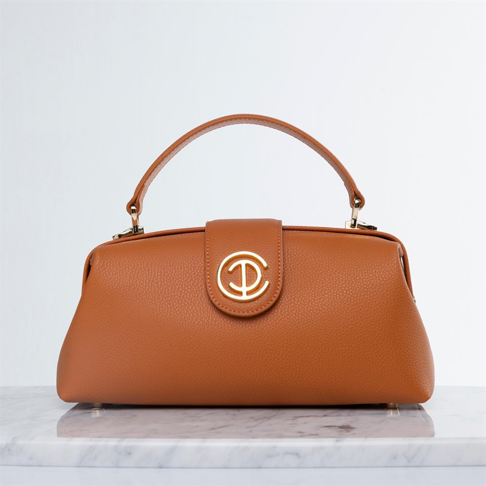 Brown Pink Genuine Leather Womens Bag