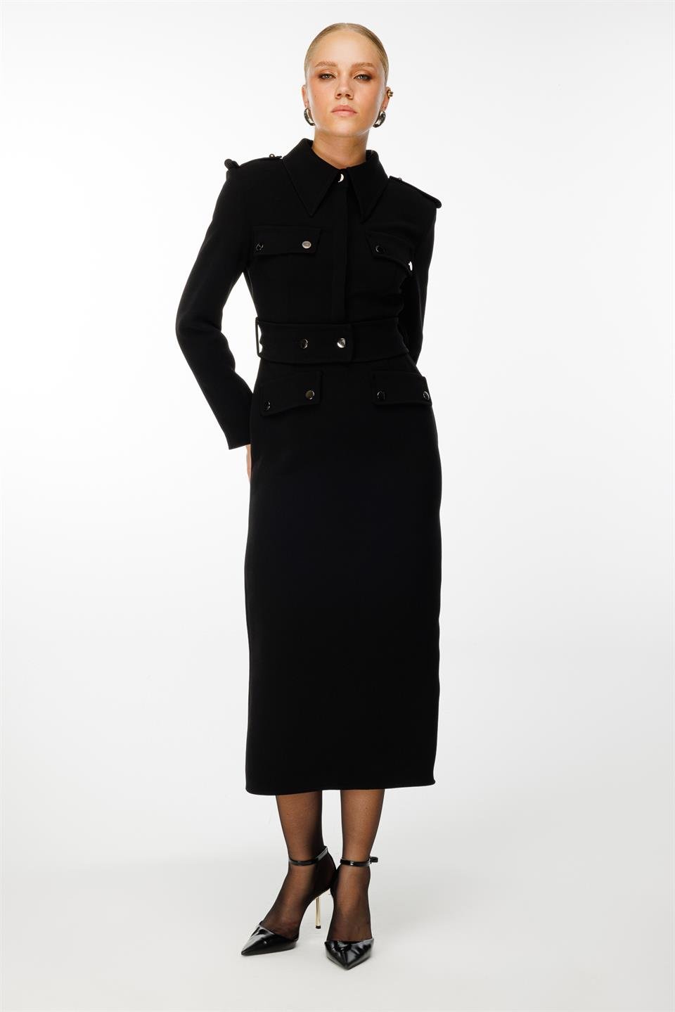 Cover Belt Detailed Dress BLACK