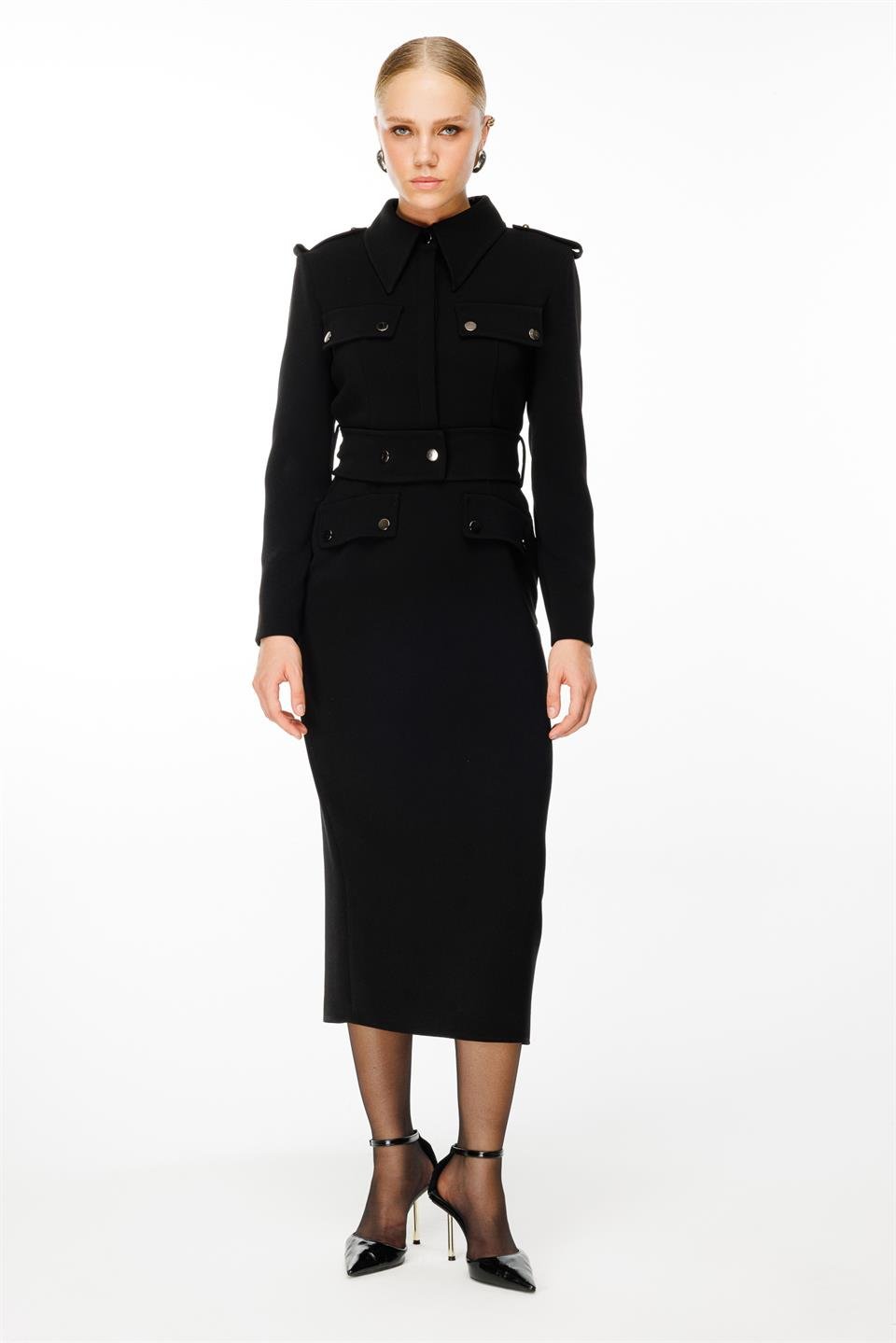 Cover Belt Detailed Dress BLACK