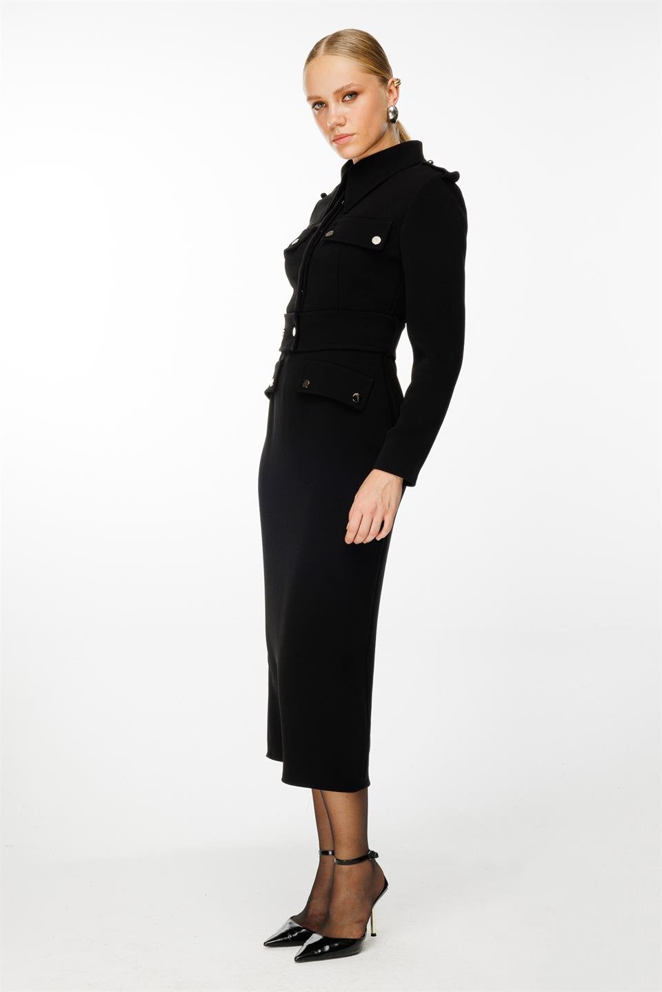 Cover Belt Detailed Dress BLACK