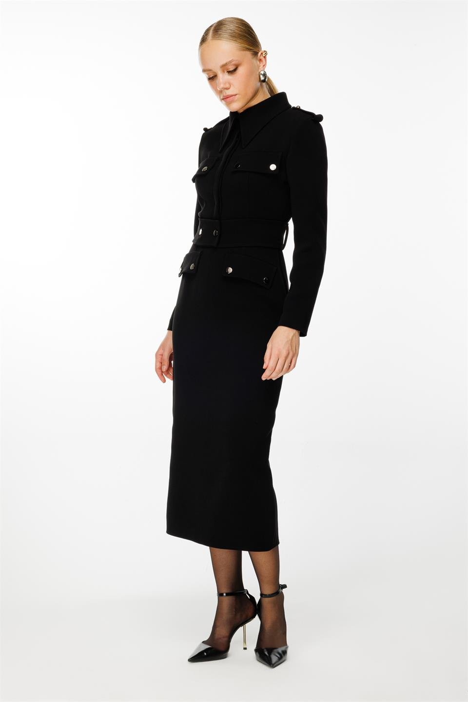 Cover Belt Detailed Dress BLACK