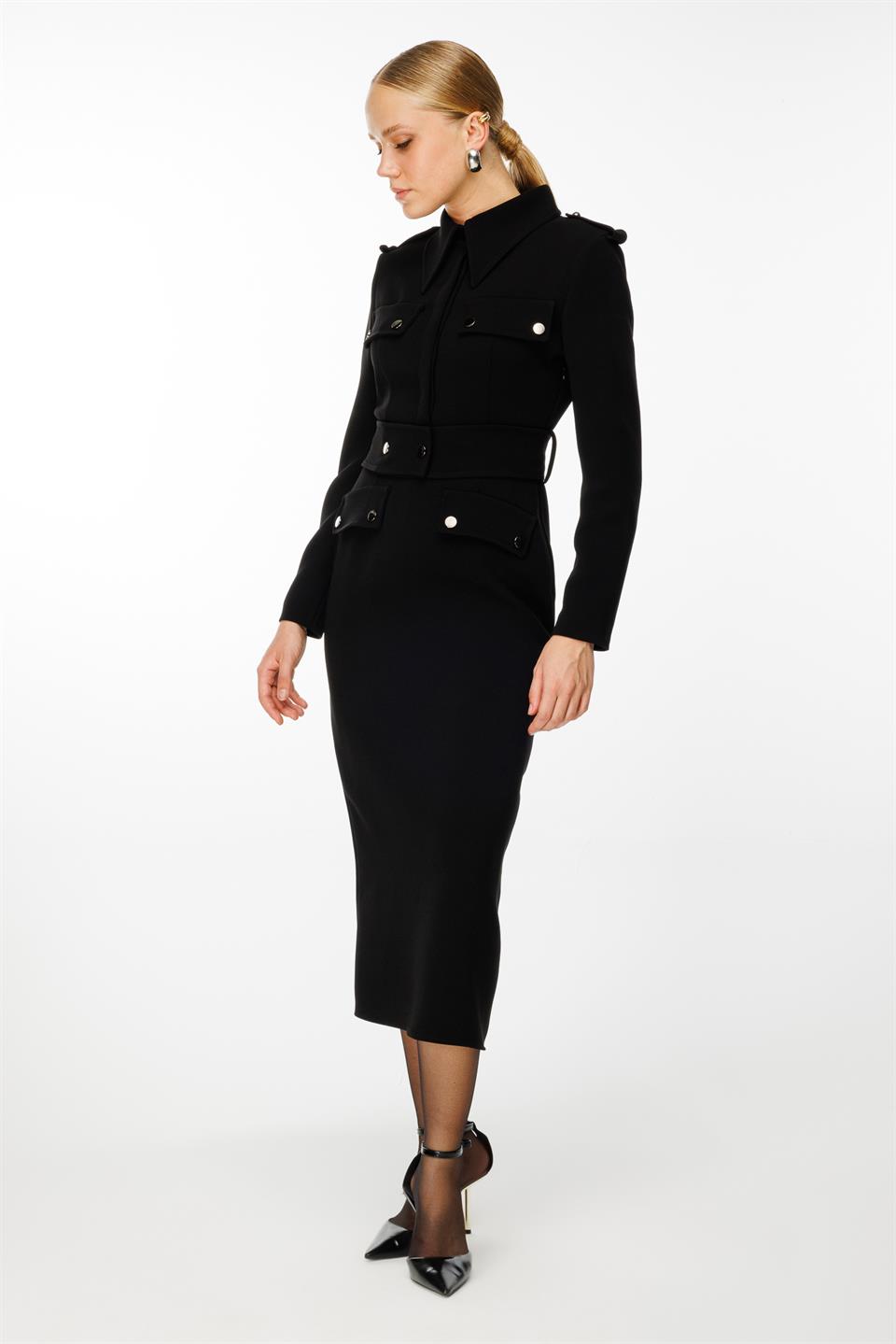 Cover Belt Detailed Dress BLACK