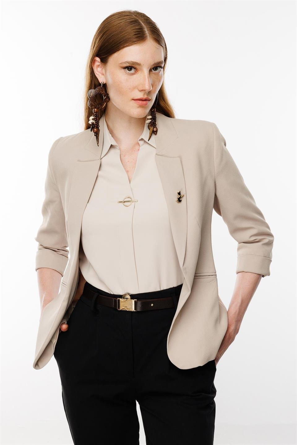 Kedi Aksesuarlı Ceket EKRU