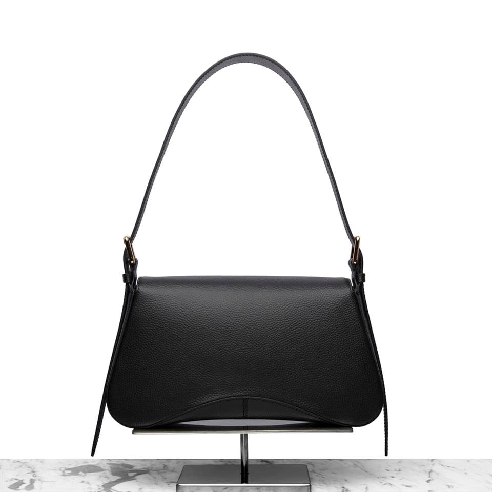 Kelebek  Çiçeği Siyah Hakiki Deri Kadın Çantası