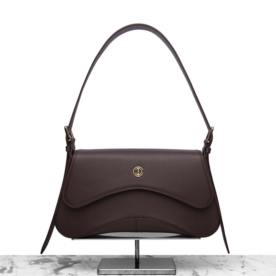 Butterfly Flower Brown Genuine Leather Womens Bag