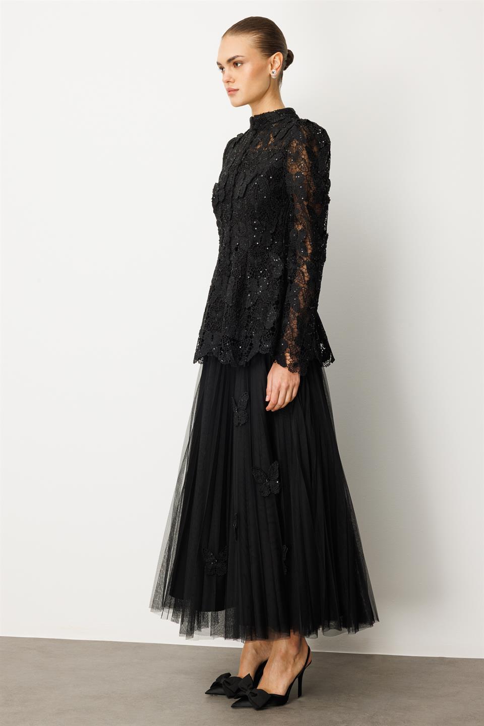 Kelebek Dantel 2li Takım SİYAH