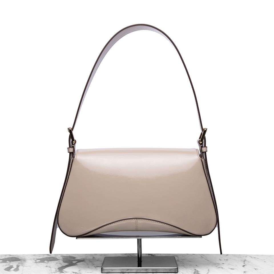 Butterfly Patent Leather Beige Genuine Leather Womens Bag