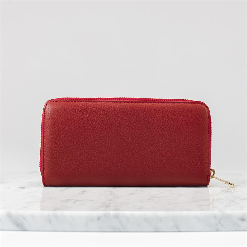 Red Genuine Leather Womens Wallet