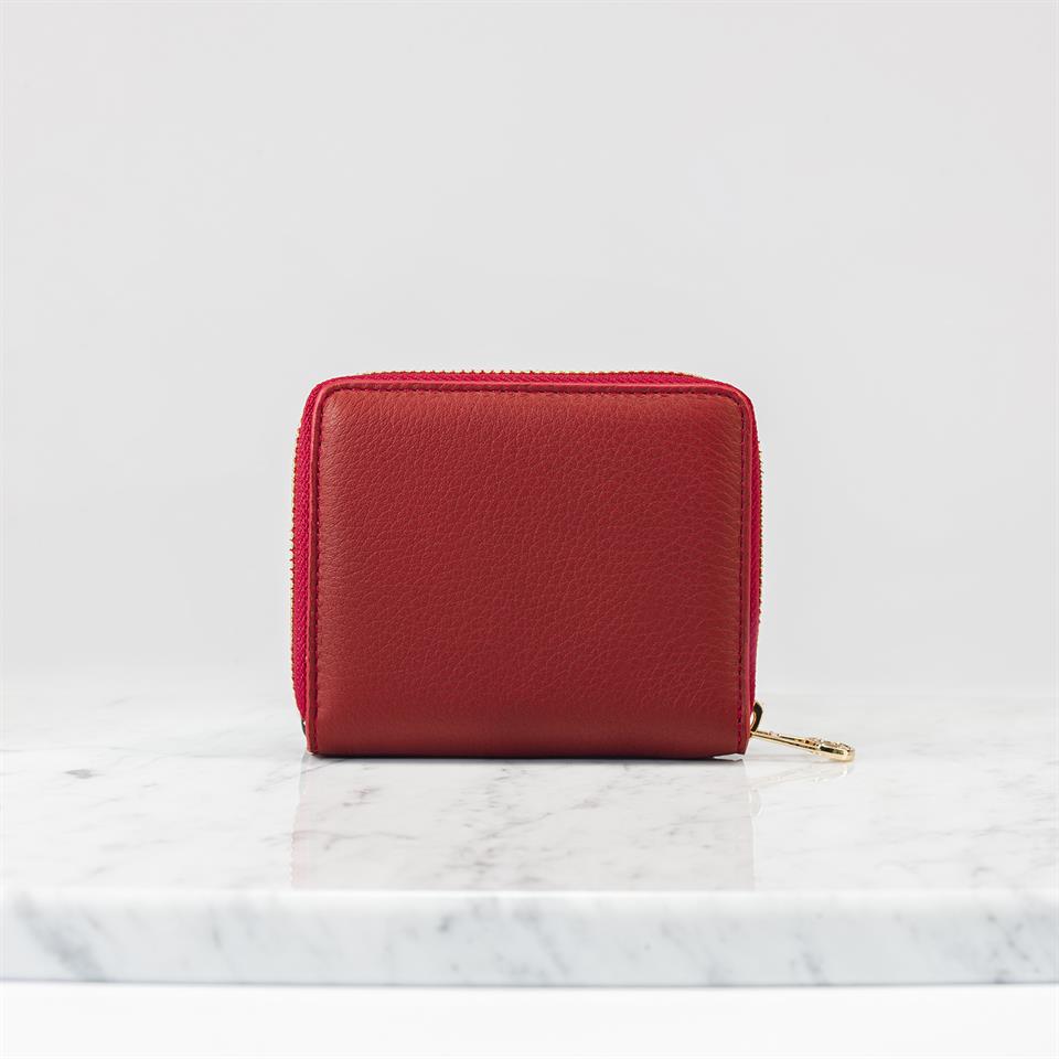 Kırmızı Hakiki Deri Kadın Cüzdanı