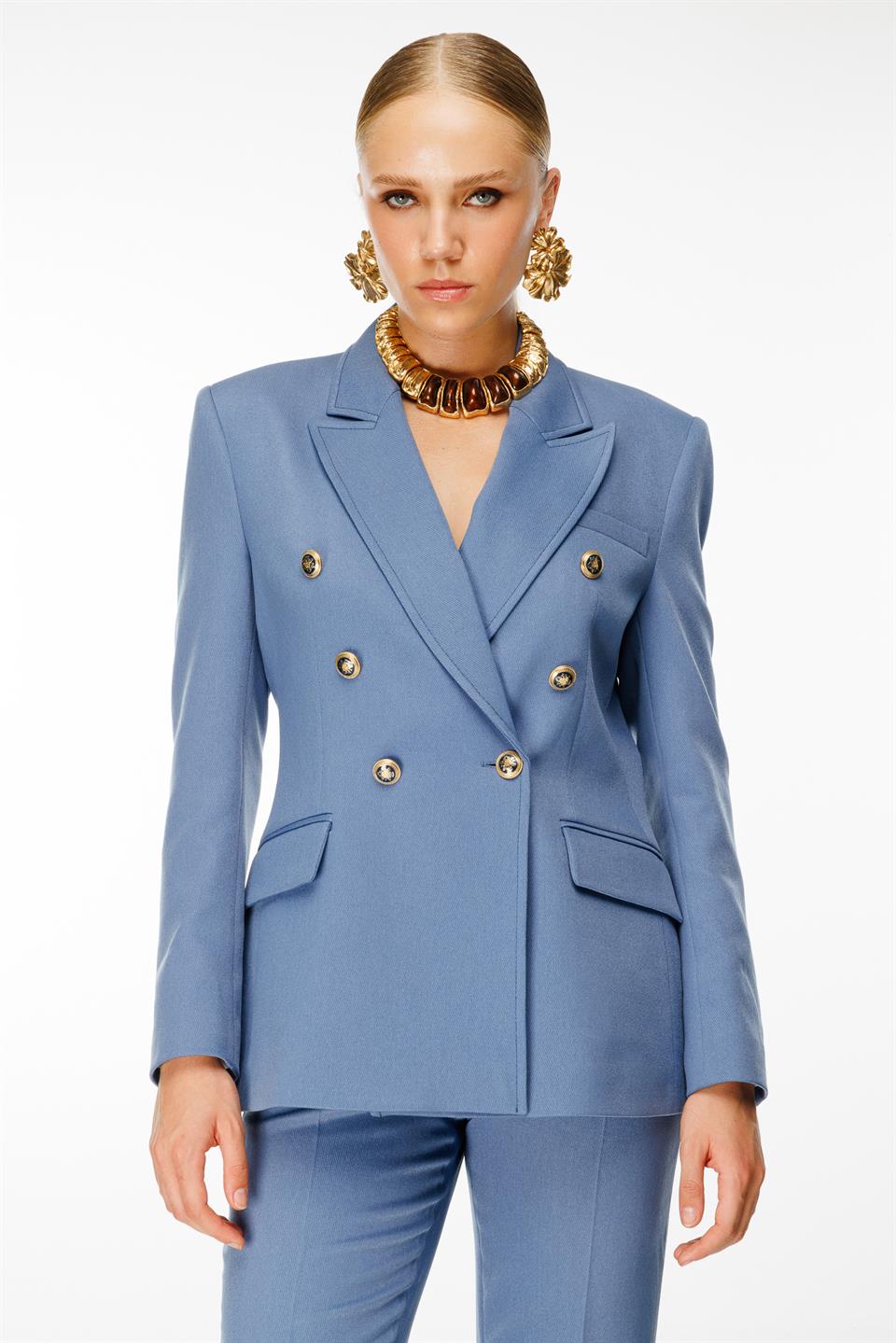 Klasik Blazer Kesim Ceket İNDİGO