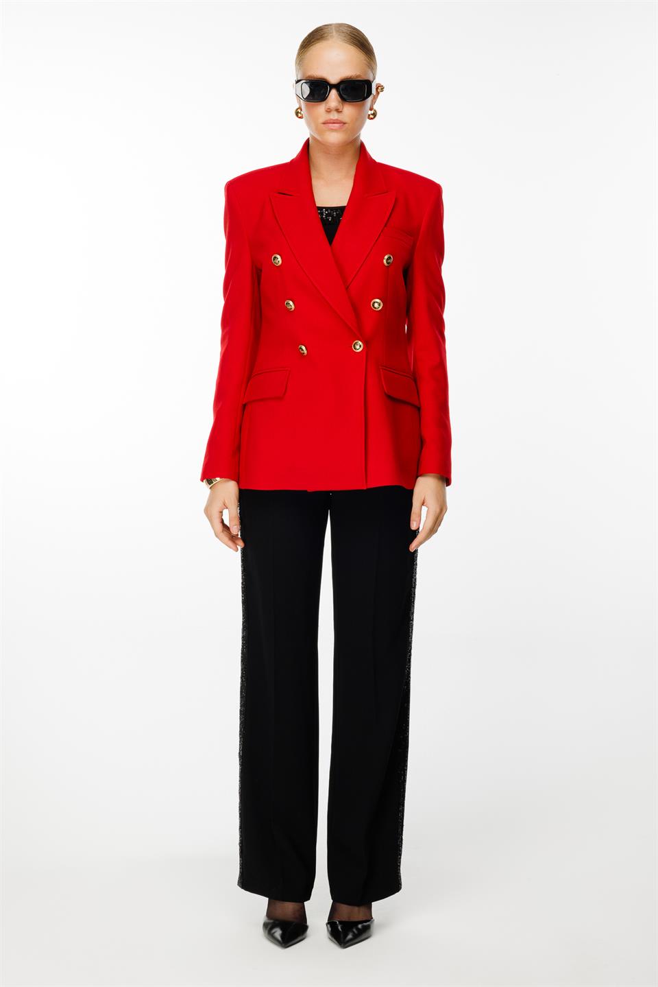 Klasik Blazer Kesim Ceket KIRMIZI