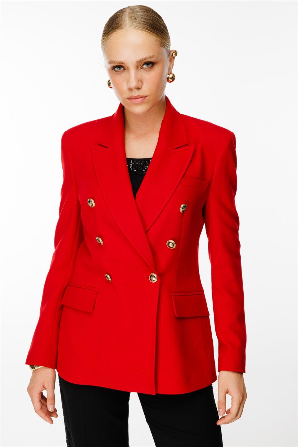 Klasik Blazer Kesim Ceket KIRMIZI