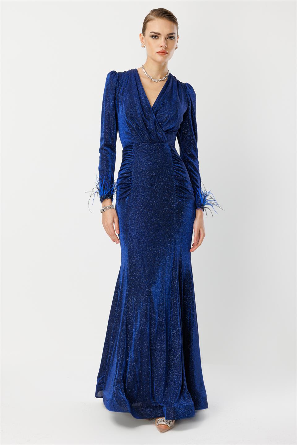 Kol Tüylü Uzun Kol Drape Elbise SAKS