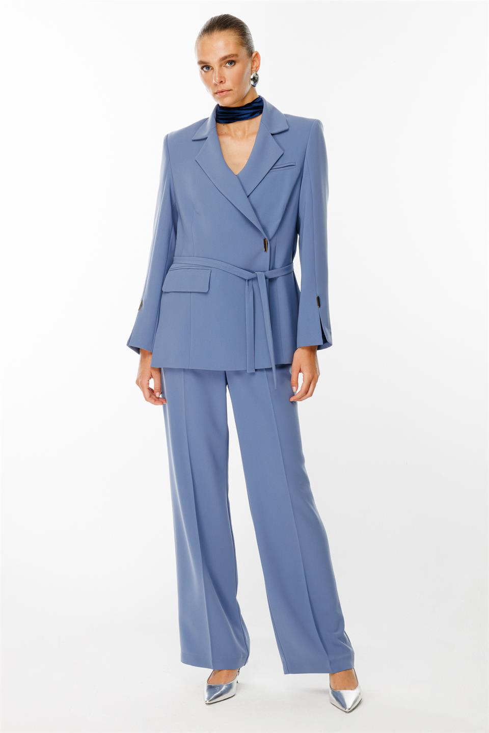 Kruvaze Ceketli Takım MAVİ