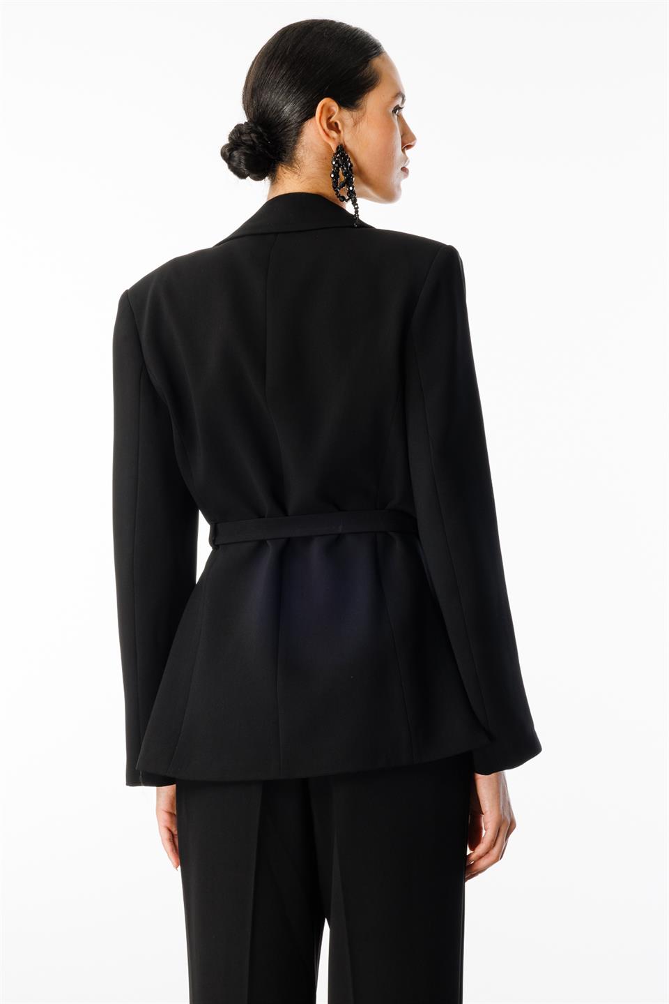 Kruvaze Ceketli Takım SİYAH