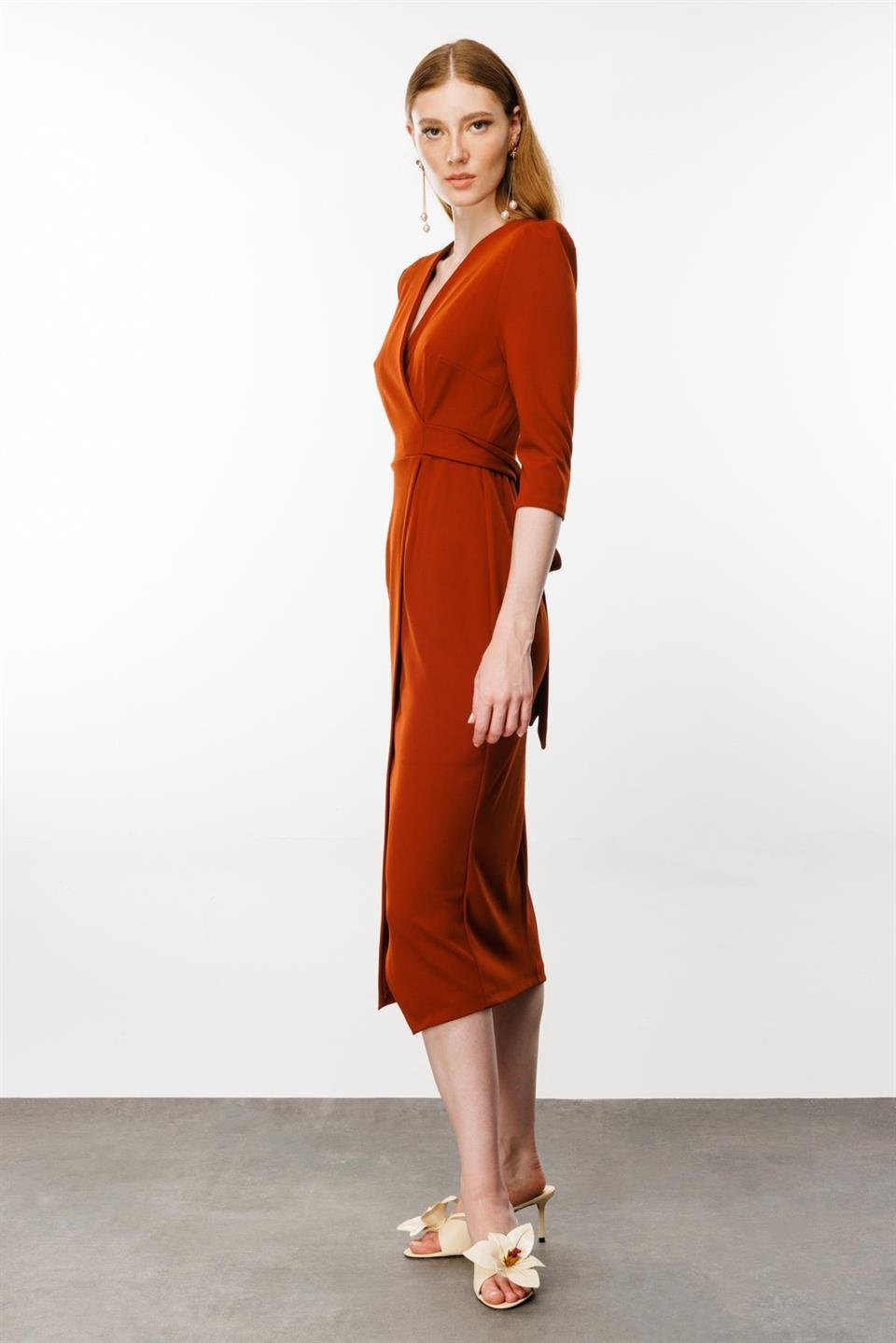 Kruvaze Elbise KİREMİT