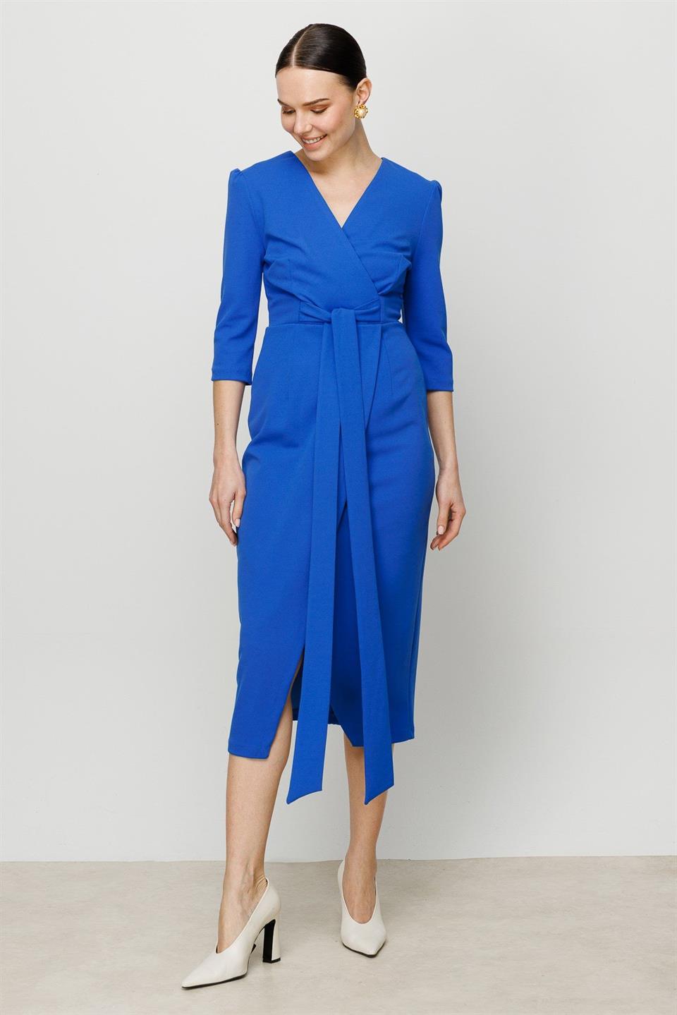 Kruvaze Elbise MAVİ