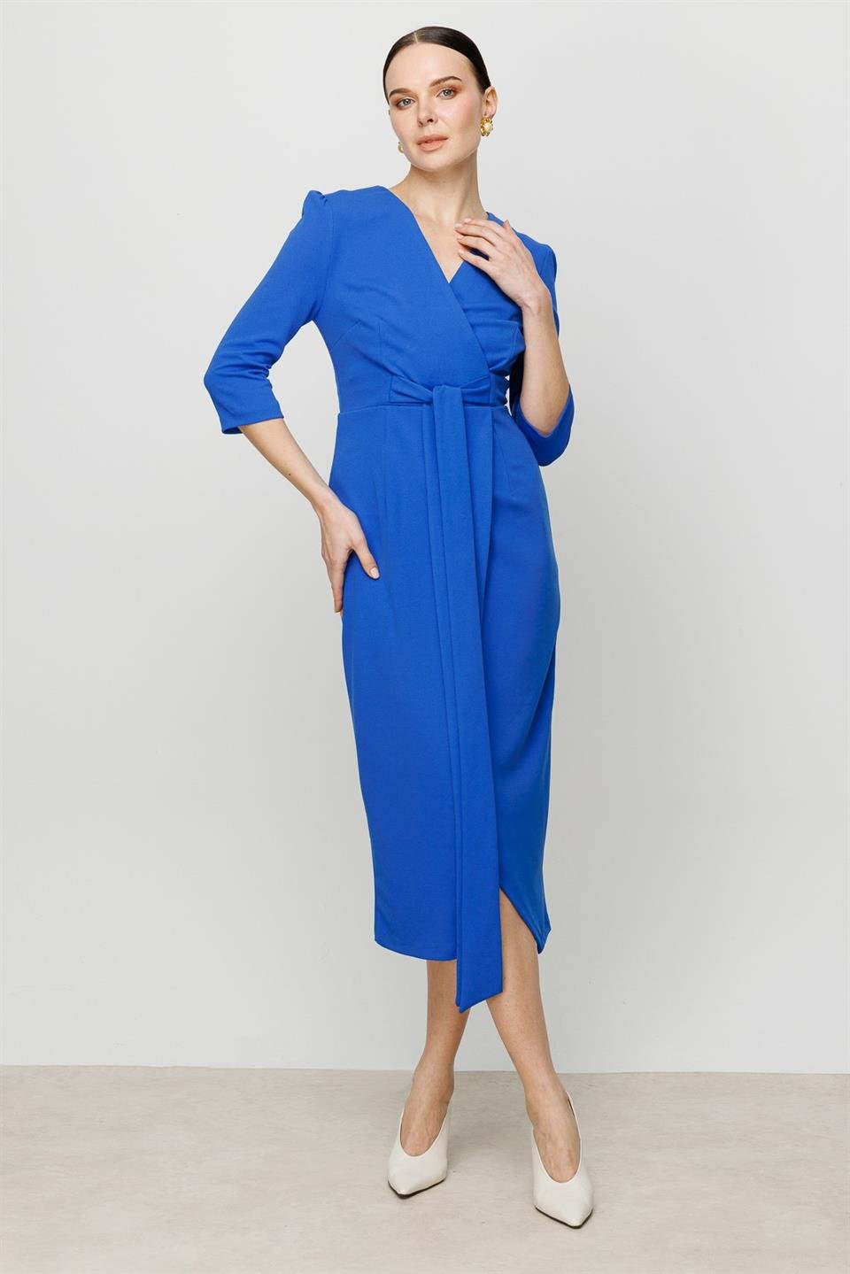 Kruvaze Elbise MAVİ