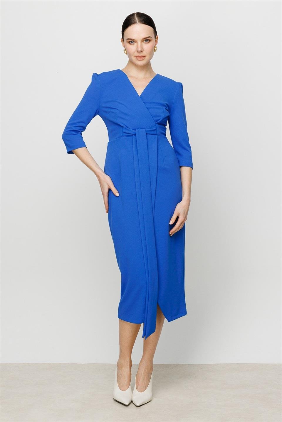 Kruvaze Elbise MAVİ