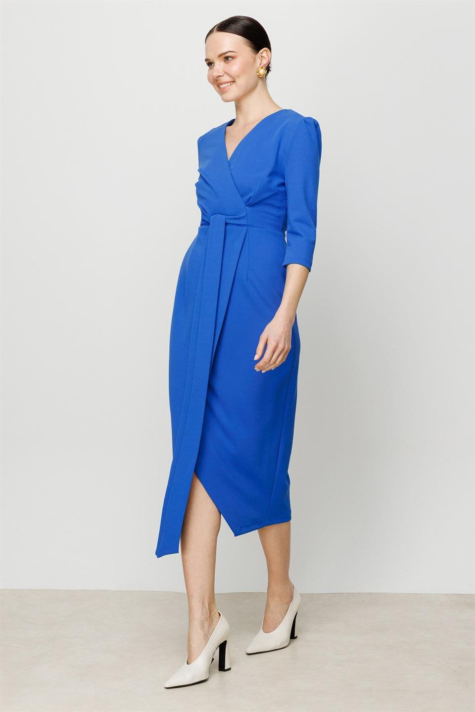 Kruvaze Elbise MAVİ